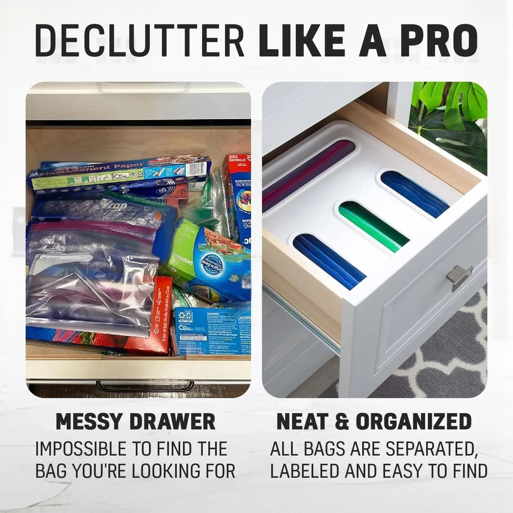 Kitchen Drawer Food Bag Organizer Ziplock Bag Organizer(Transparent Drawer)