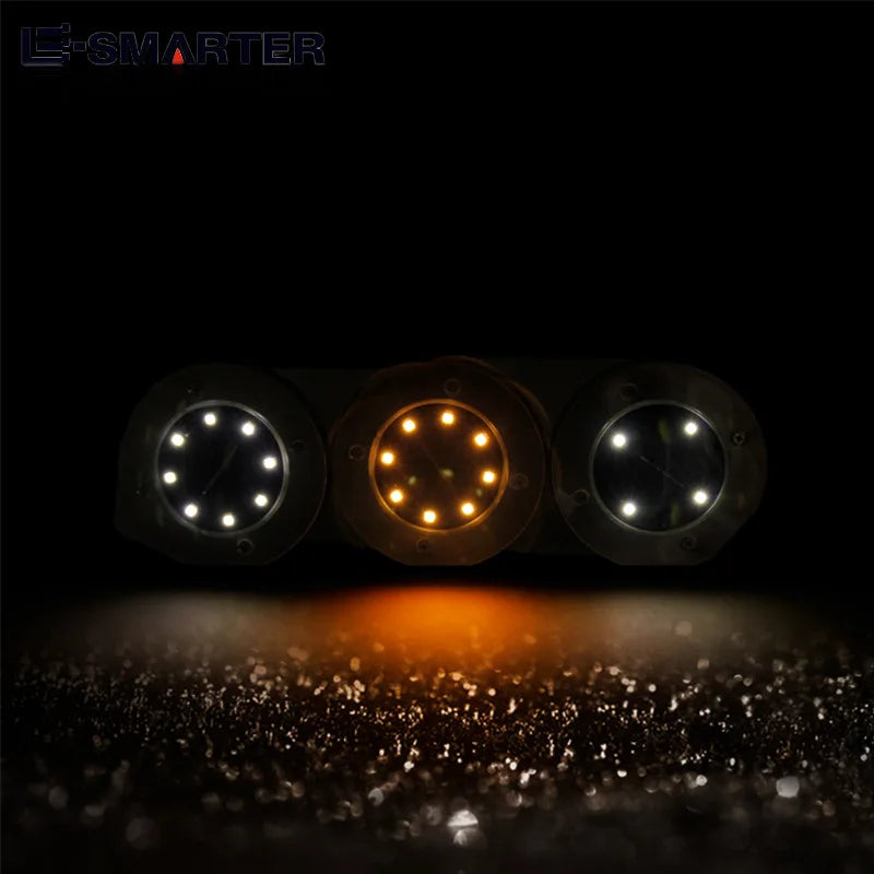 8LED Solar Power Disk Light Outdoor Garden Solar Underground Light Deck Lights Spotlight Buried Solar Lamp Landscape Lighting