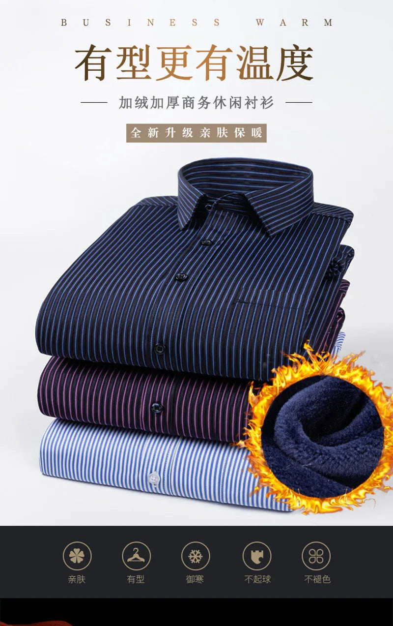 2026 Winter New arrival Men's Fashion Casual Long Sleeve Shirt autumn Men Fleece Thick Warm High Quality Large Size Shirt M-4XL