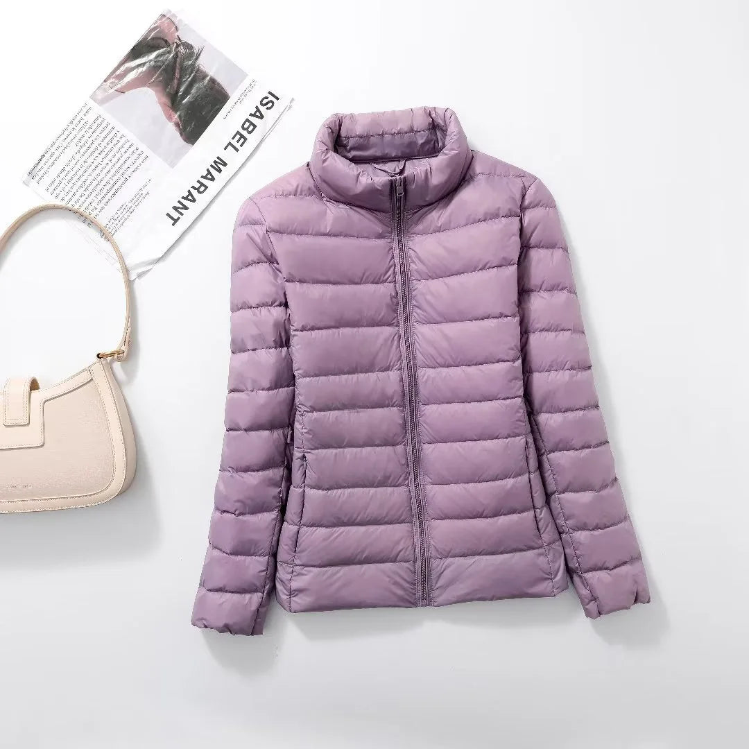 Autumn and Winter Women's 2025 New Lightweight Down Jacket Women's Vertical Collar Outdoor Windproof Warm Down Jacket Coat