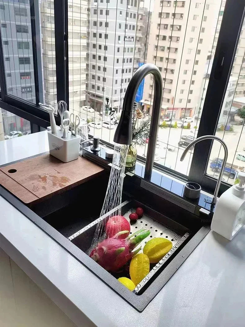 Modern Smart Kitchen Sinks Creative Metal Multi-functional Basin Luxury Household Sinks for Apartment Kitchen Rental House