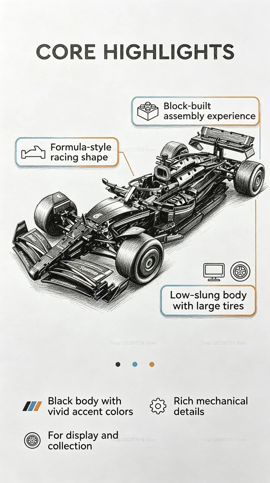 New 1:8 Scale 67CM Technology 1432/1642PCS Performance Race Car Speed Champions Detailed Building Blocks Car Model Vehicles Toys