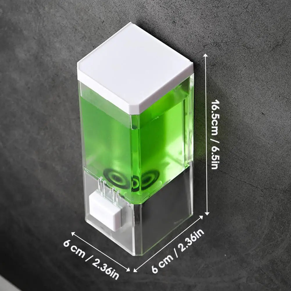 No Drill Wall Mounted Manual Press Soap Dispenser Transparent Soap Bottle Shampoo Dispenser for Bathroom Shower   JJ1587