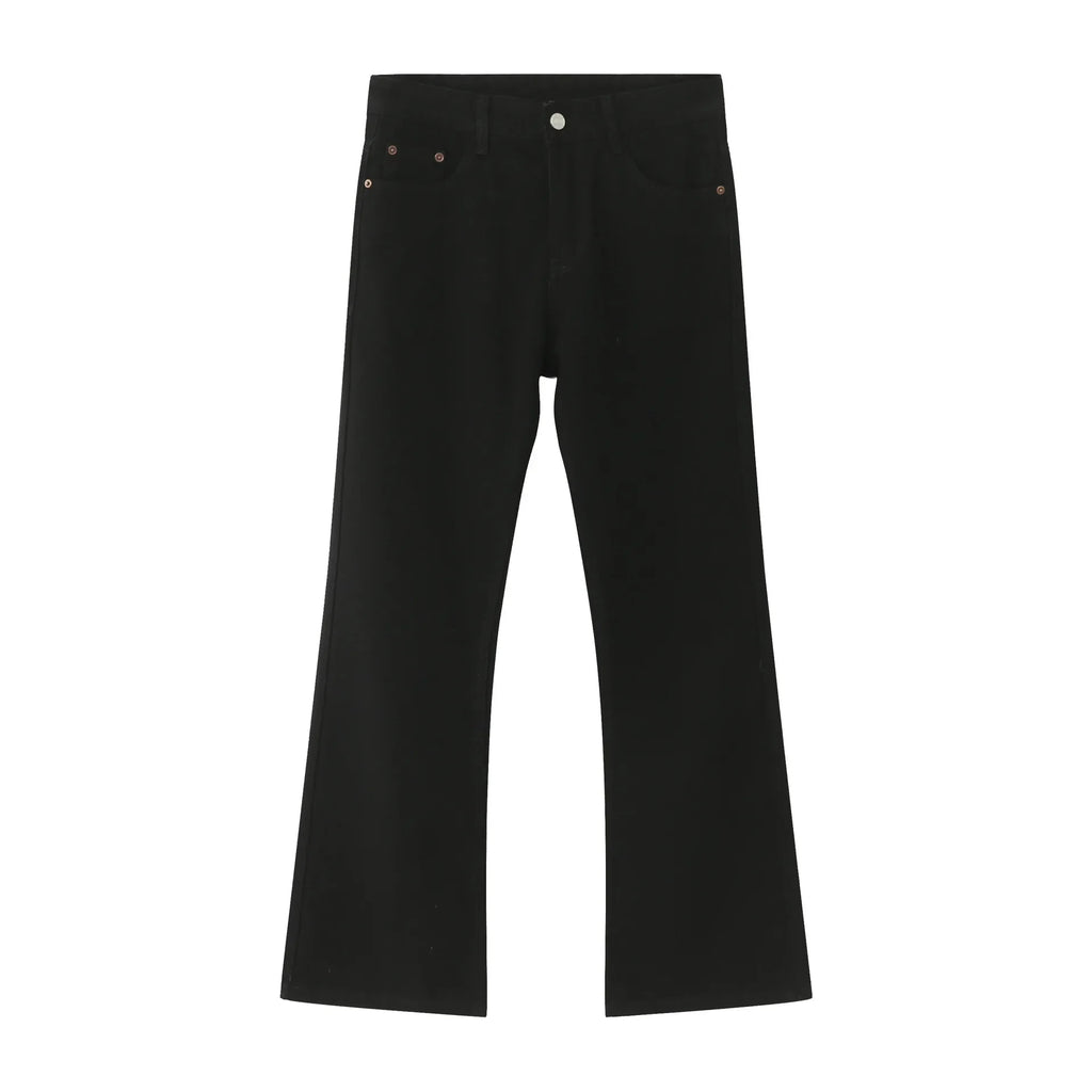 Men High Street Hip Hop Casual Small Flare Denim Jeans Pant Male Japan Korea Style Streetwear Vintage Denim Trousers Pant