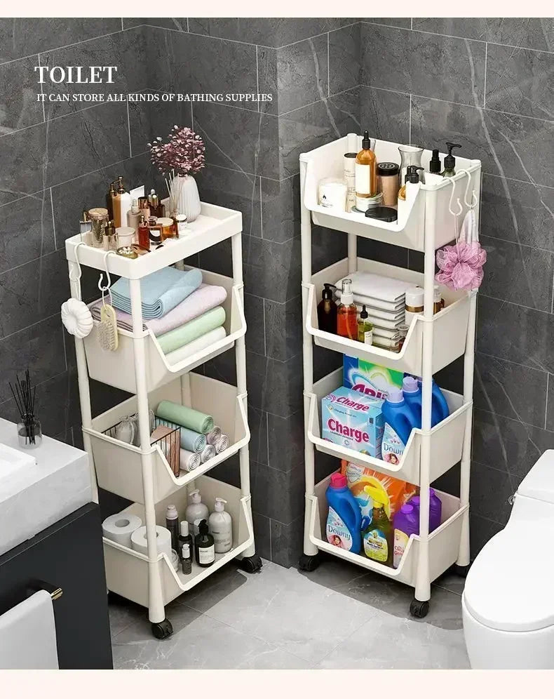 Trolley Bookshelf Kitchen Storage Rack Kitchen Corner Narrow Slit Storage Living Room Cabinet Bathroom Home Organizer Gifts