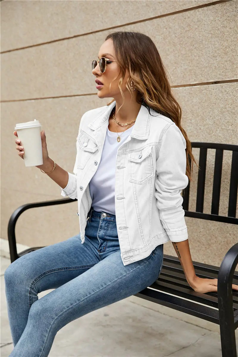2025 Fashion Slim Fit Lapel Denim Jacket Europe and America
