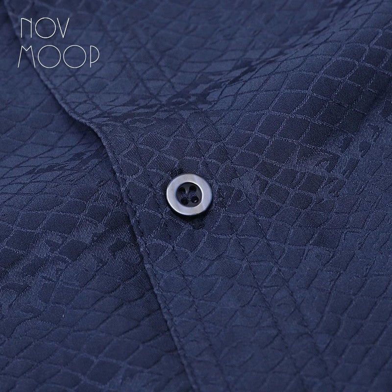 Novmoop pure natural silk men's shirt super cool to wear soft touch comfortable short sleeve money valued gift LT3592