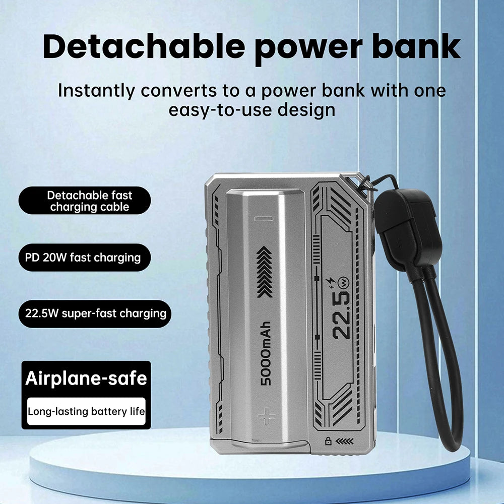 21700 Power Bank Case PD 20W Fast Charging Built In Cable Detachable Power Bank DIY Battery Case (Without Battery)