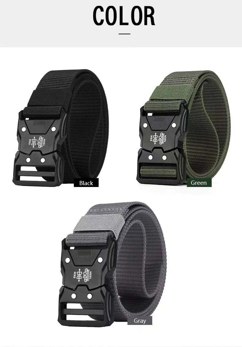 Genuine Tactical Belt Men's Quick Release Nylon Military Belt Automatic Buckle Real Soft Outdoor Sports Pants Jeans Waist Belt