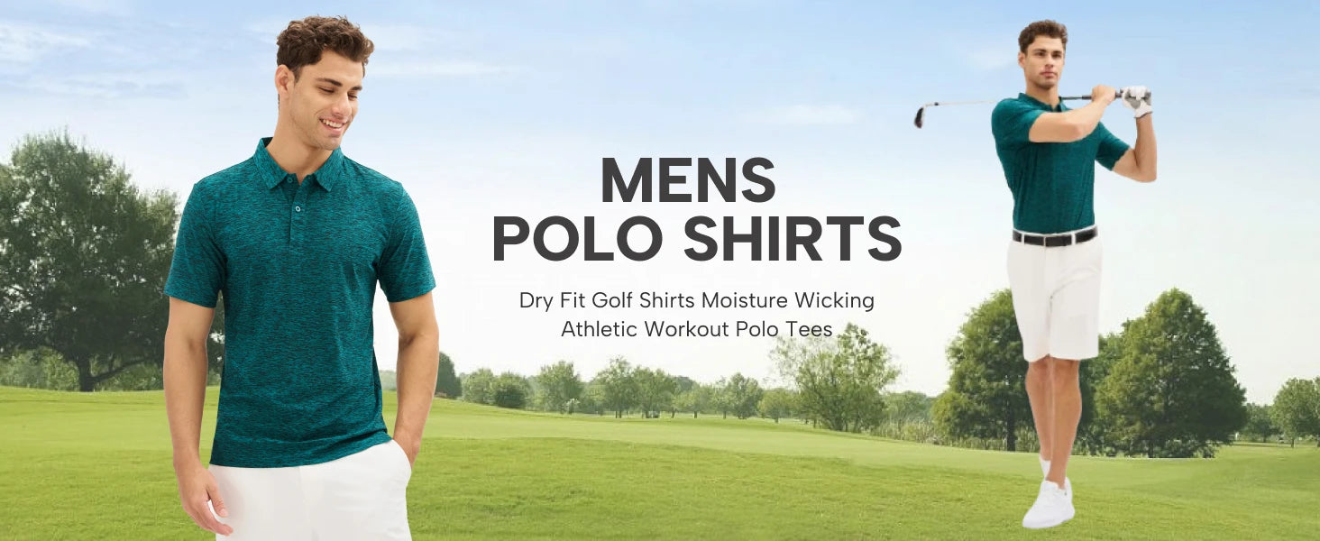 TACVASEN Mens Summer Casual Polo Lightweight Dry Fit Golf Shirts Moisture Wicking Sports Polo Shirt Workout Tees Work Shirts