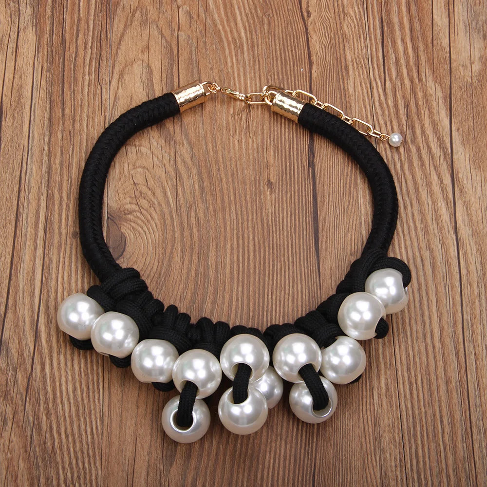 Statement Necklace with Big Pearls Design for Women Trendy Wedding Party Jewelry