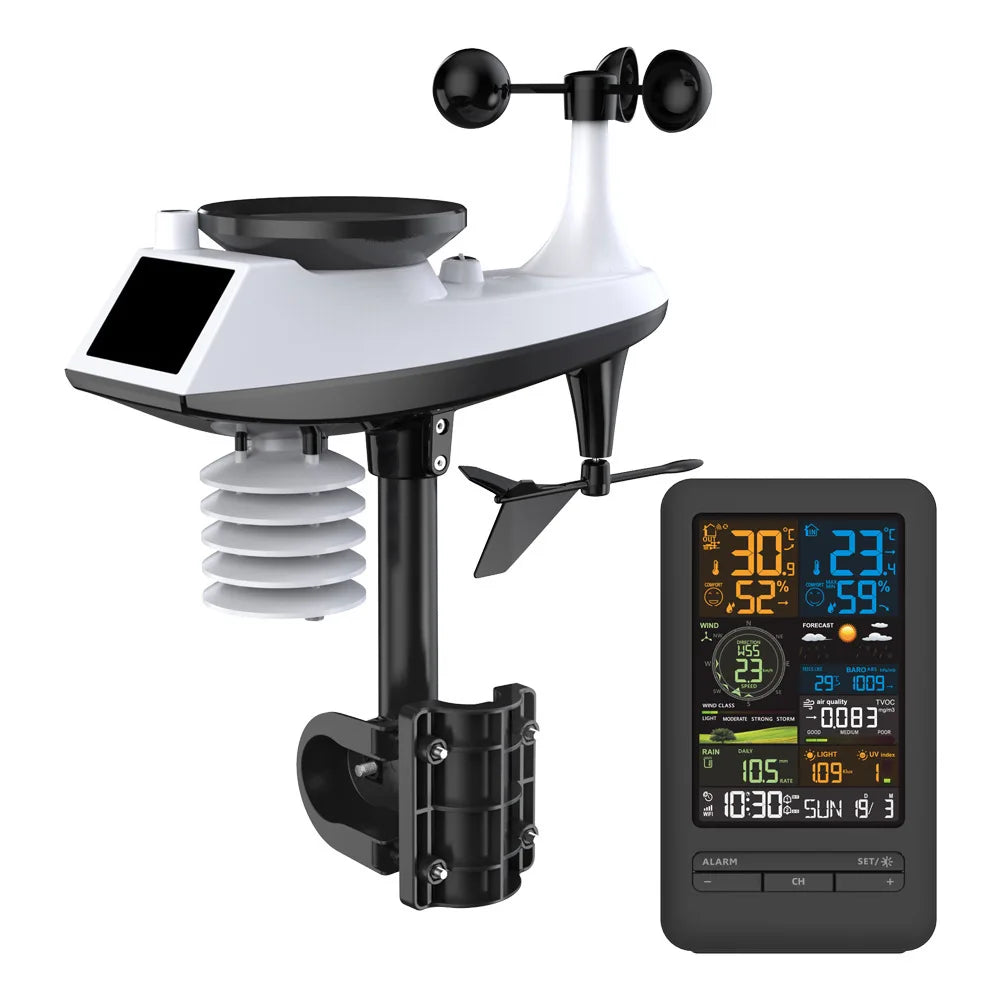 Graffiti WiFi Smart Weather Station Alarm Clock Temperature Hygrometer Wind Speed Anemometer Color Screen Digital Clock