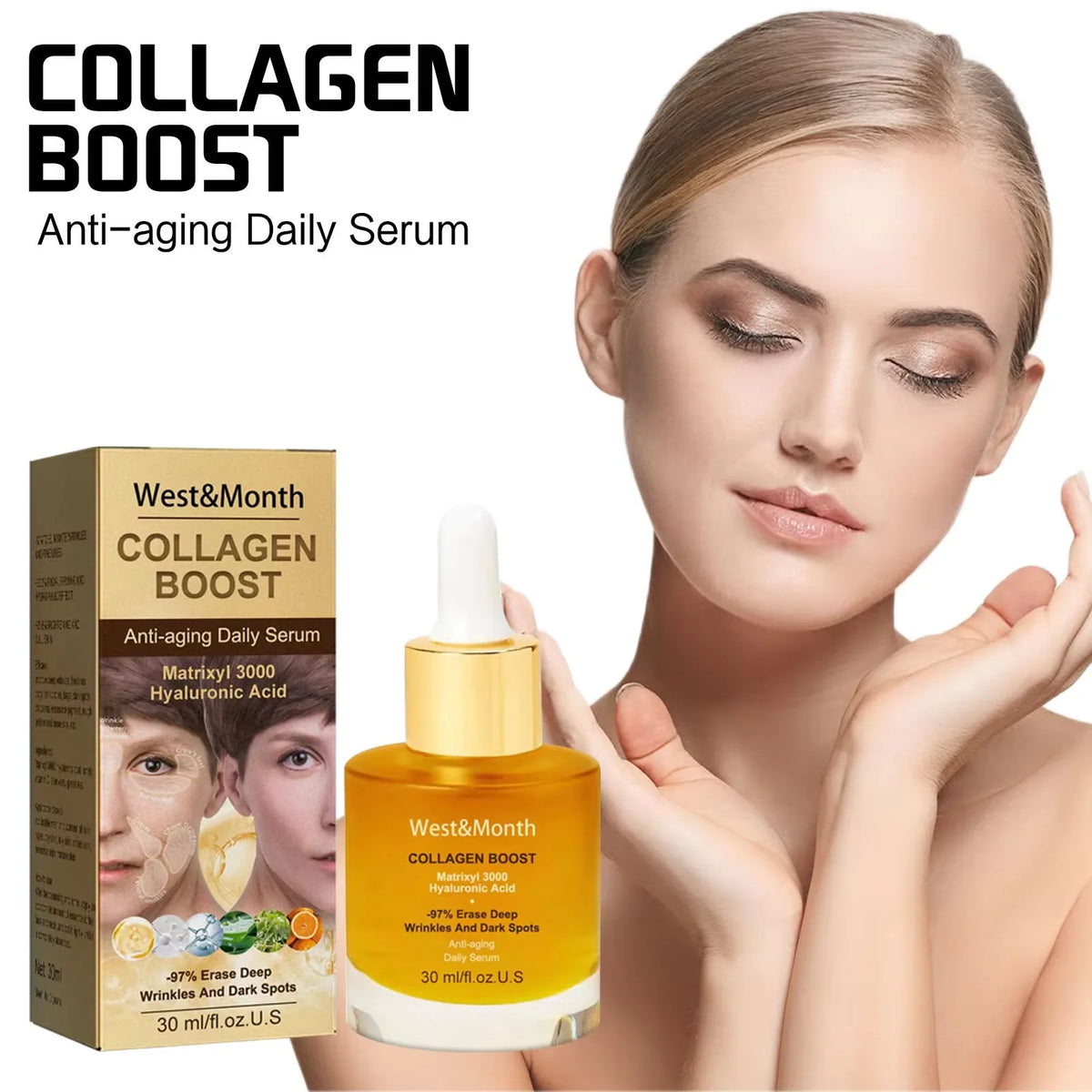 Collagen Anti Wri-nkle Serum Lifting Firming Fade Fine Lines Pore Shrink Remove Dar-k Sp-ot Melanin Whitening Anti-aging Essence