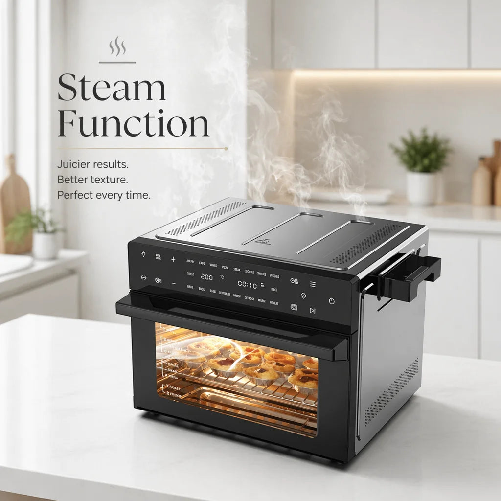 30L Steam Air Fryer Oven 18-in-1 Multi Function Real Steam Convection Oven 1800W Household Countertop Electric Oven