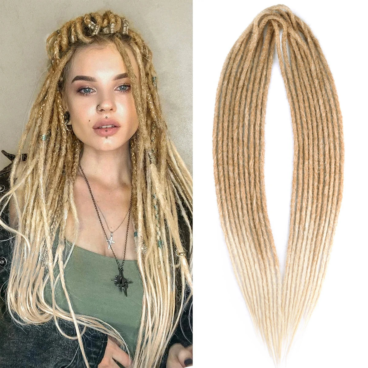 Dreadlock Extensions Handmade Crochet Hair Synthetic 24 36 Inches Dread Extension Crochet Braids For Women Dreadlocks Hair