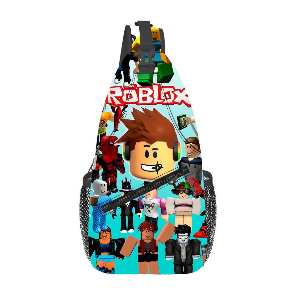 Roblox Shoulder Bag Virtual Gaming World Cartoon Print Sports Crossbody Bag 29*13*39cm Chest Bag