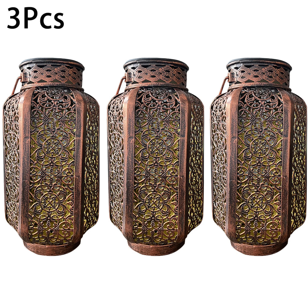 Led Solar Light Outdoor Solar Hanging Lantern Retro Iron Art Garden Decorative Pathway Lamp Stairs Lights Home Christmas Decor