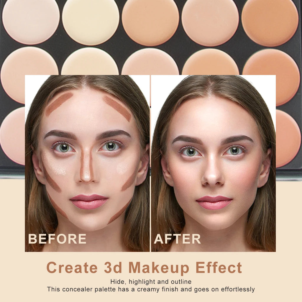 15 Colors Face Concealer Cream Contour Palette,Moisture Cream Makeup Foundation Full Coverage Foundation Covering Perfect Makeup