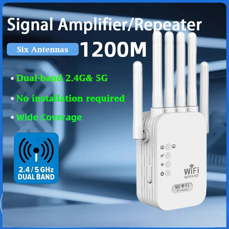 KATORD 1200Mbps Wireless WiFi Repeater 2.4G&5G Signal Router 802.11N Long Range Wireless WiFi Extender Amplifier WIFI Booster