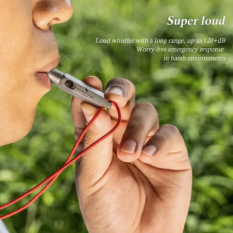 Boundless Voyage Titanium Whistle Emergency Survival Whistles with Lanyard Loud Coaches Training Sports Keychain Whistle