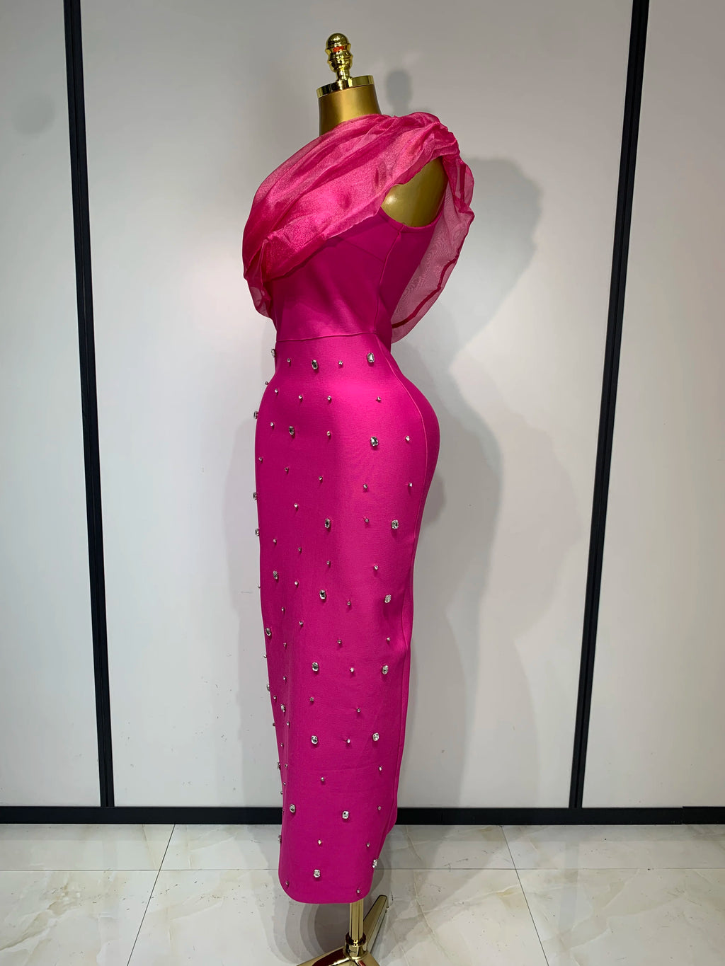 2025 Women Sexy One Shoulder Shinning Crystal Bodycon Bandage Long Dress Celebrate Festival Fashion Evening Party Luxury Dress
