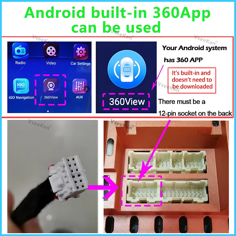 3D AHD1080P/720P Dual Modes Universal Car 360 Panoramic Camera Surround View 4 Cameras for Android and with 360APP Night Vision