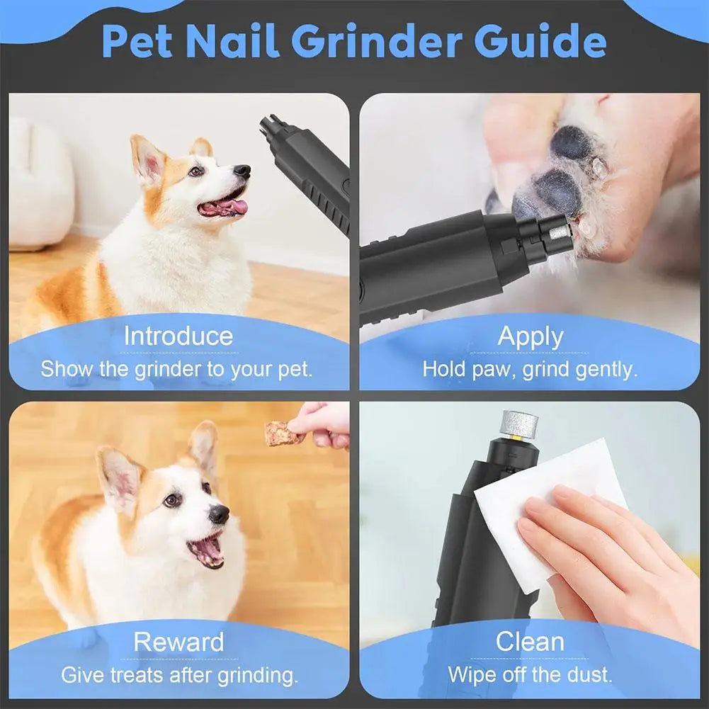 Electric Pet Nail Grinder 5 Speed, Low Noise, Rechargeable For Dogs & Cats, Professional Pet Nail Trimmer Grooming Tool