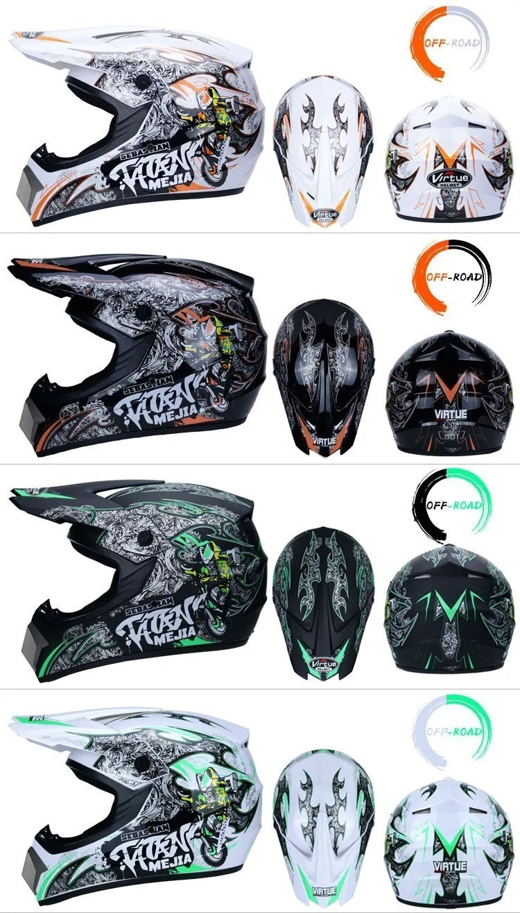 Off-road Motorcycle Helmet, Adult Motocross ATV Downhill MTB DH Helmet with Visor, DOT Approved Capacetes for Riding