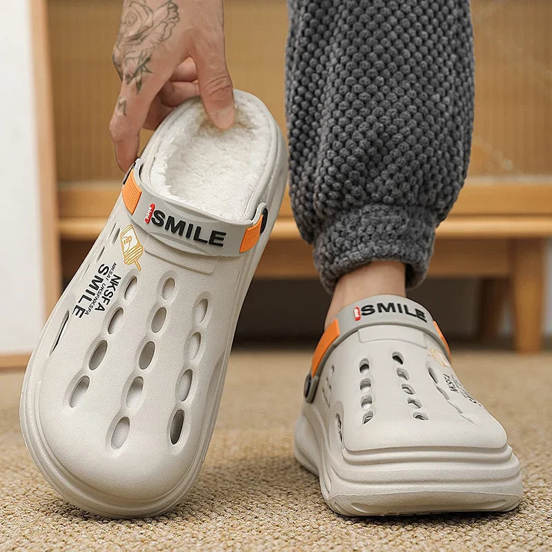 Winter Men Slippers Warm Furry Garden Shoes Soft Indoor Home Cotton Shoe EVA Plush Slides Casual Outdoor Comfortable Fur Clogs
