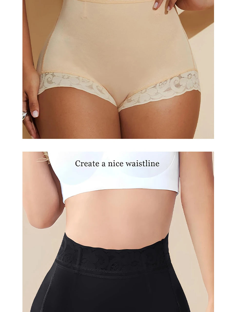 Compression Body Shapewear Panties for Women Mid-Waist Trainer Booty Enhancer Underwear Anti-Slip Lace Butt Lifter Underwear