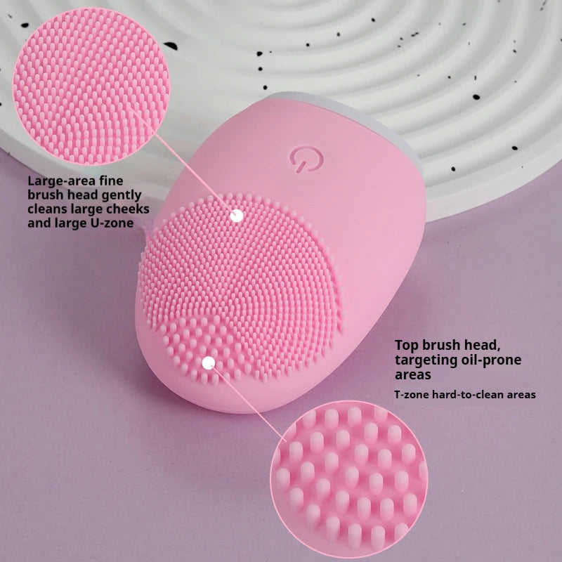 Electric Silicone Facial Cleanser Massager Skincare Massage Tool Beauty Machine Vibration Cleaning Of Pores Self Provided Batter