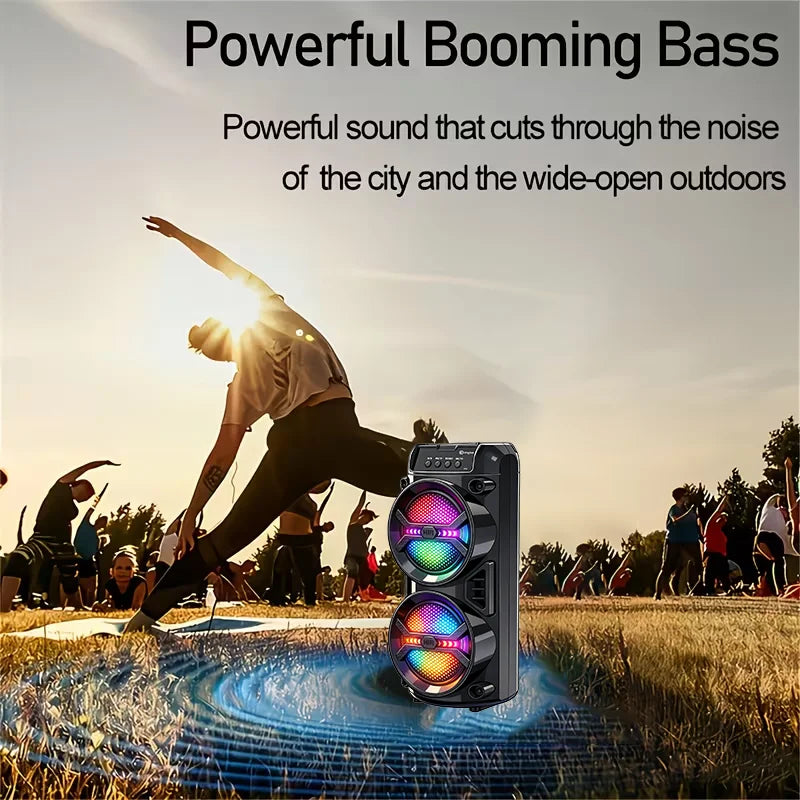 Portable PA Amplifier Wireless Speaker with RGB Lighting, Lightweight Subwoofer And Convenient Speaker, Supports FM Radio,