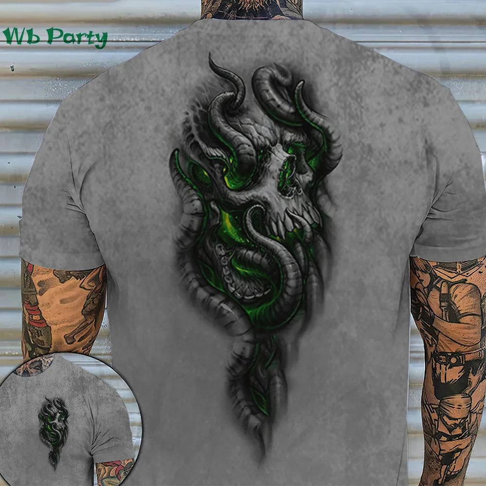 Skull Pattern Back Print Clothes Men Graphic Tees Men's Summer Clothes Designer Clothes Men Short Sleeve Tee Skull Graphic Tees