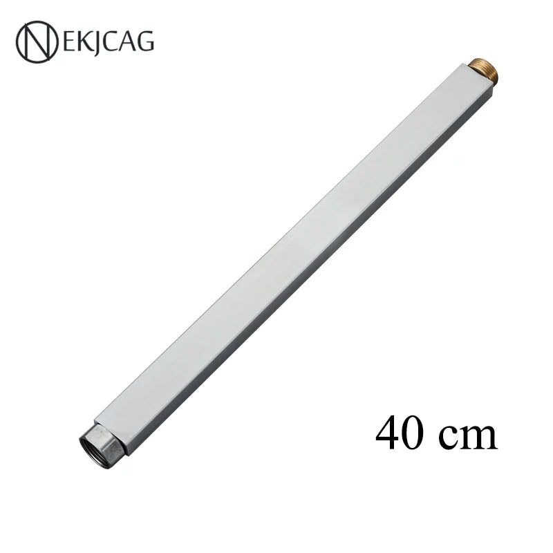Square Extension Tube Bathroom Shower Faucet Extra Extend Tube Black Golden White Chrome 40/50CM Universal Interface Extend Pipe