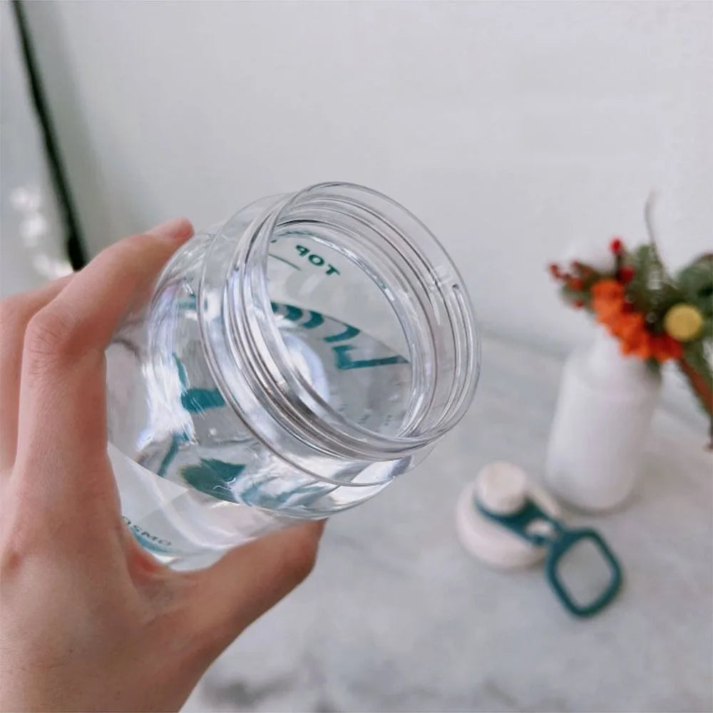0.6L/0.8L/1L Large Capacity Water Bottles Lightweight Plastic Clear Drink Bottle with Handle Strap Leak Proof Travel Kettle