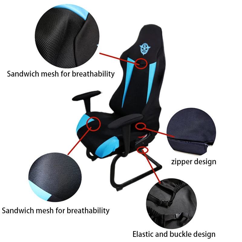 Gaming Chair Cover Sandwich Breathable Computer Chair Protector Dustproof Elastic OfficeChair Cover with Armrest Cover(NO Chair)