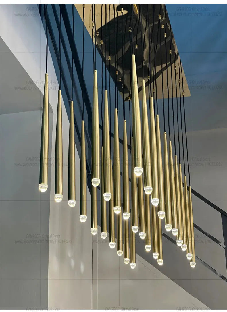 Modern LED Living Room Long Pendent Lamp Attic Light Indoor Lighting Villa Staircase Chandelier Dining Room Ceiling Lamp