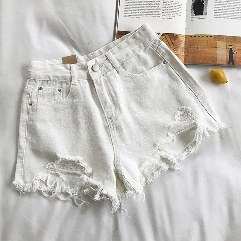 Summer Hot Sale Girls Fashion Denim Shorts Lady Chic Sexy Mini Pants Women Raw Edge High Waist A-line Short Jeans