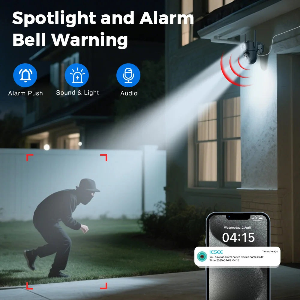 Dual Screen WiFi Security Camera 4K 8MP Dual Lens Surveillance Camera Human Detection Night Vision 5X Zoom Home Outdoor Security
