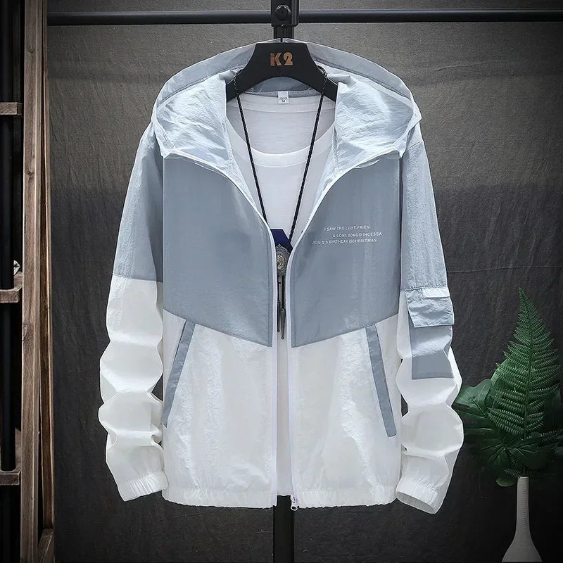 Men's Sun Protection Clothes Jackets Motorcycle Summer Ultra-thin Windproof Ice Silk Windbreaker Male UV Resistant Jacket Coats