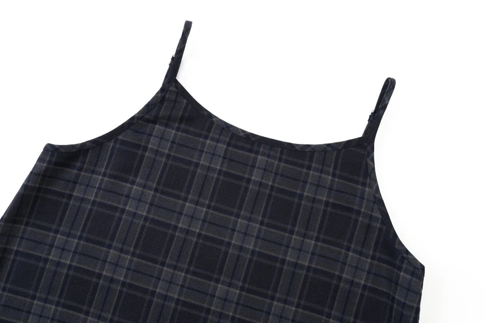 AS AW26 Fashion Plaid slip dress match knit wide-rib cardigan Knit mockneck top woman clothes