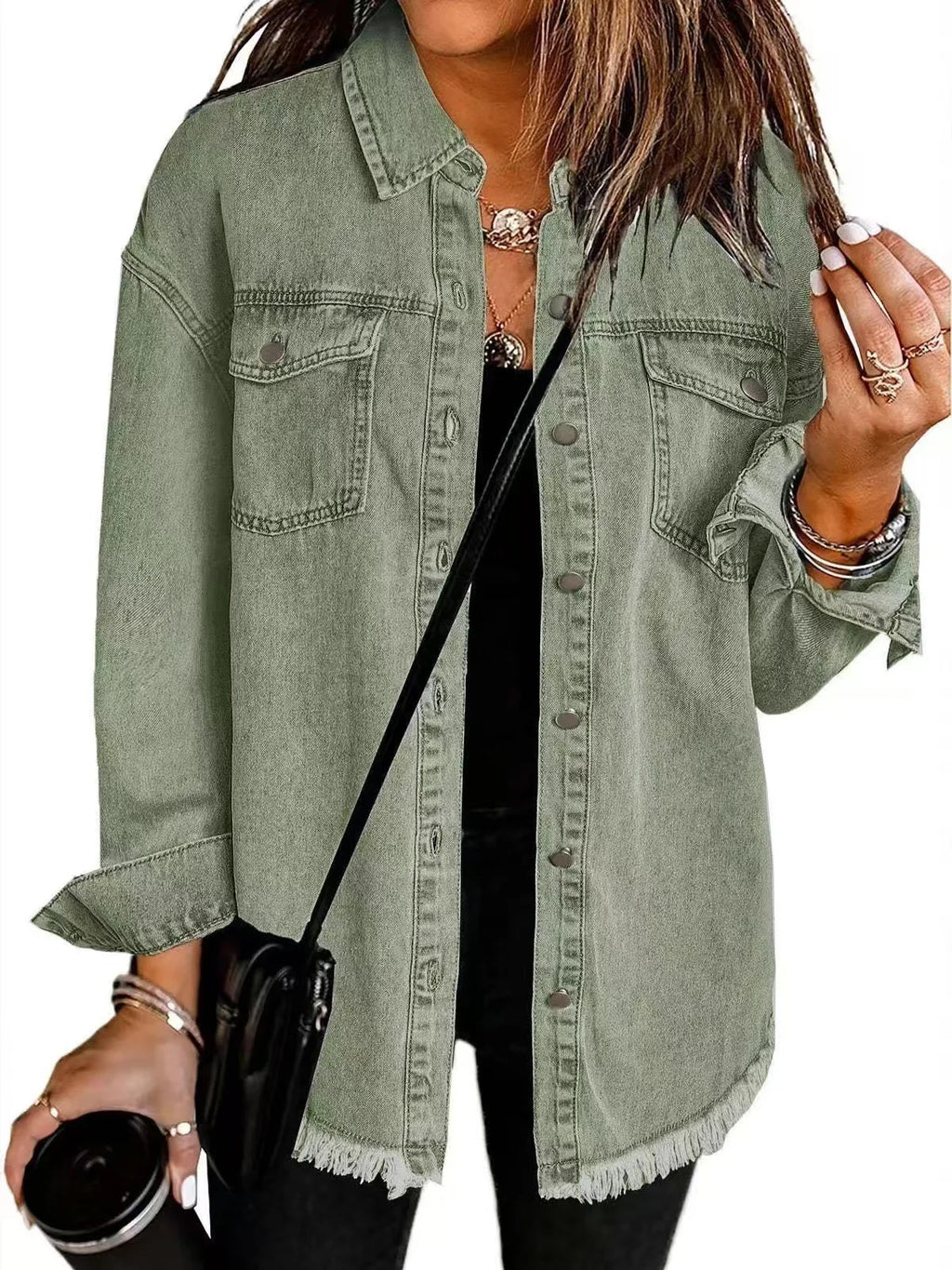 Women's Trendy Washed Denim Jacket New Spring Autumn Trimmed Edges Casual Classic Fit Jeans Jacket for Ladies