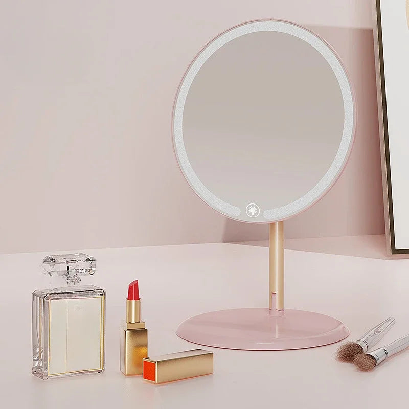 Portable Vanity Makeup Mirror with Lights Touch Control 3-Speed Brightness Multi-Angle LED Cosmetic Mirror for Makeup & Grooming