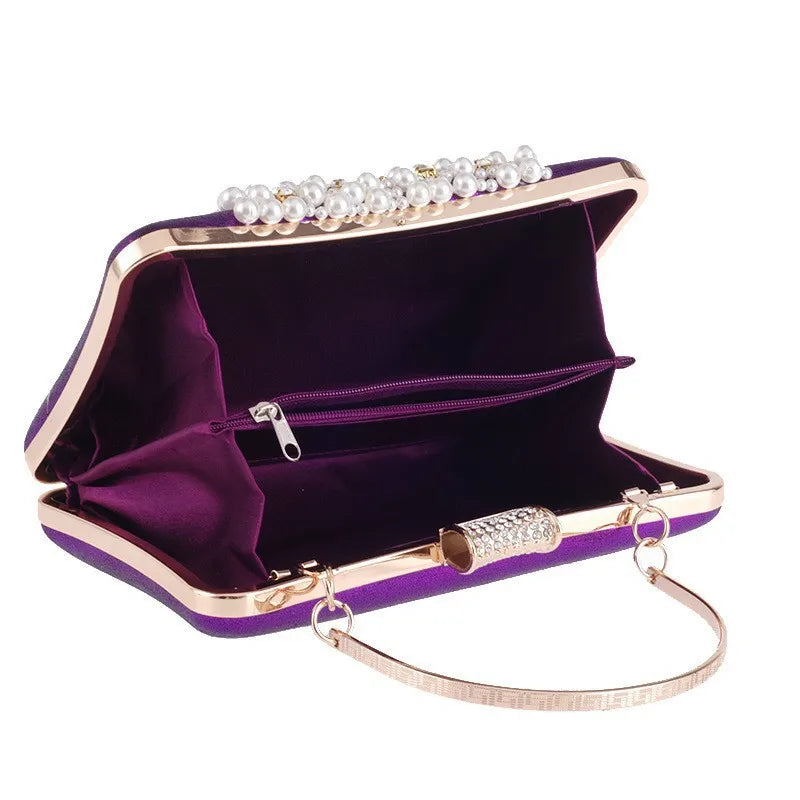 Women's Diamond Dinner Bag Portable Party Banquet Pearl Cheongsam Dress Fashion Rhinestone Handheld Clutch Bag Bolsas Grife Luxo