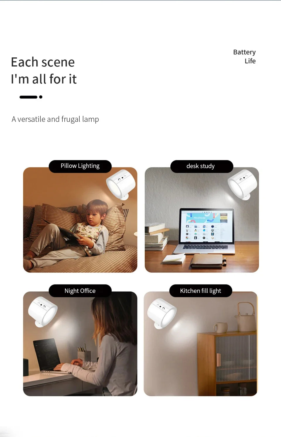 LED Wall Sconces Light Touch Control Double Head Wall Lamp 360 Rotatable 3Colors Wall Lights Wireless Night Lights Bedroom Light