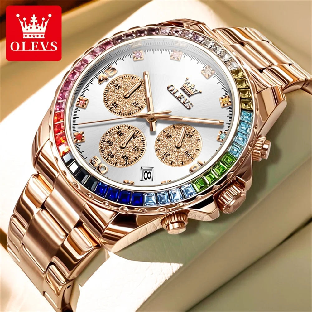 OLEVS 2939 Watches For Man Original Brand Multifunctional Quartz Watch Waterproof Luminous Stainless Steel Men Watches Reloj