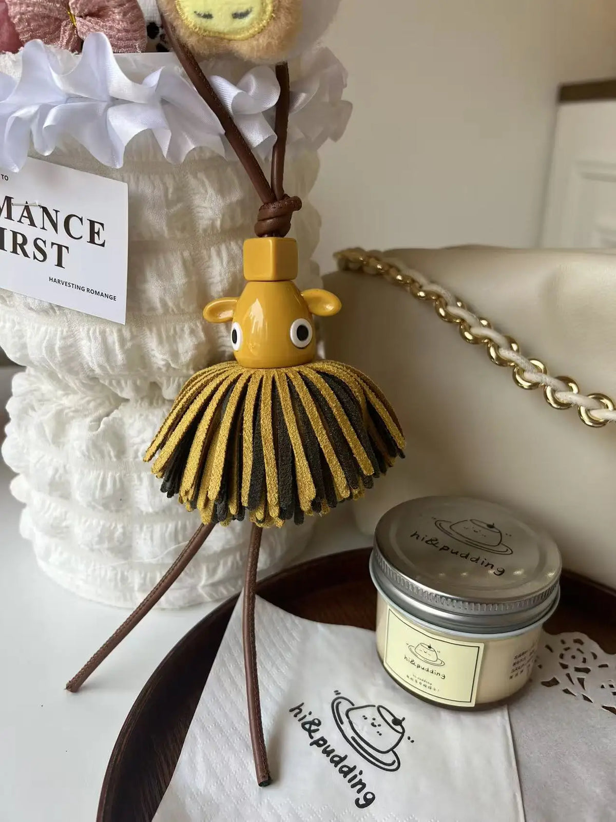 Luxury Genuine Leather Octopus Fringe Tassel Bag Charm for Designer Tote Unique Suede Pendant Keychain Women Gift Handbag Decor