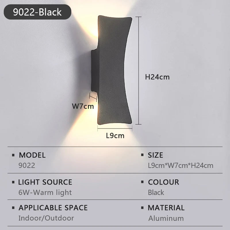 LED Wall Lamp Indoor and Outdoor IP65 Waterproof White/black Modern Minimalist Aluminum Home Light Porch Garden Light AC85-265V