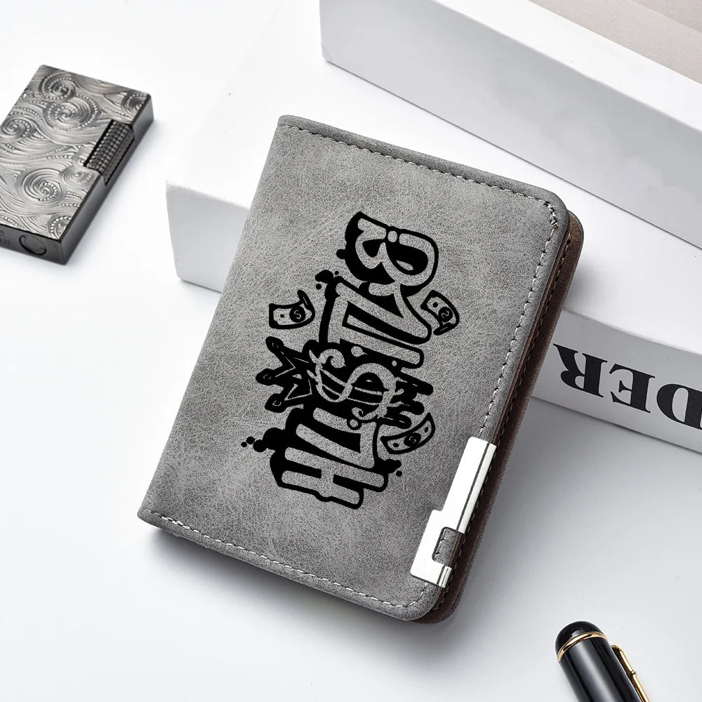 Men's Short Wallet, Featuring Multiple Card Slots, Card Holder, Double-fold Wallet, and a Fashionable Casual Men's Wallet.