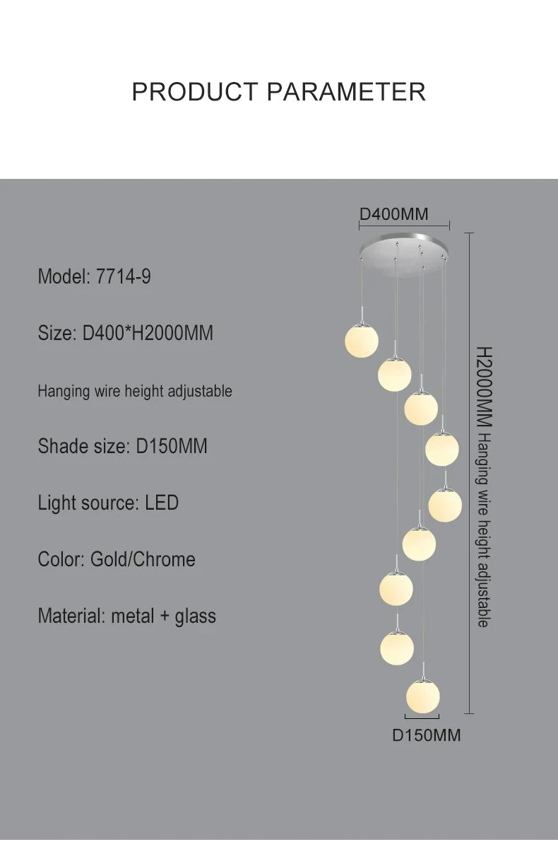 Stairs 2026 Modern Nordic LED Glass Chandelier Loft Duplex Living Room Lamp Hotel Lobby Long Chandelier Home Decorative Lighting